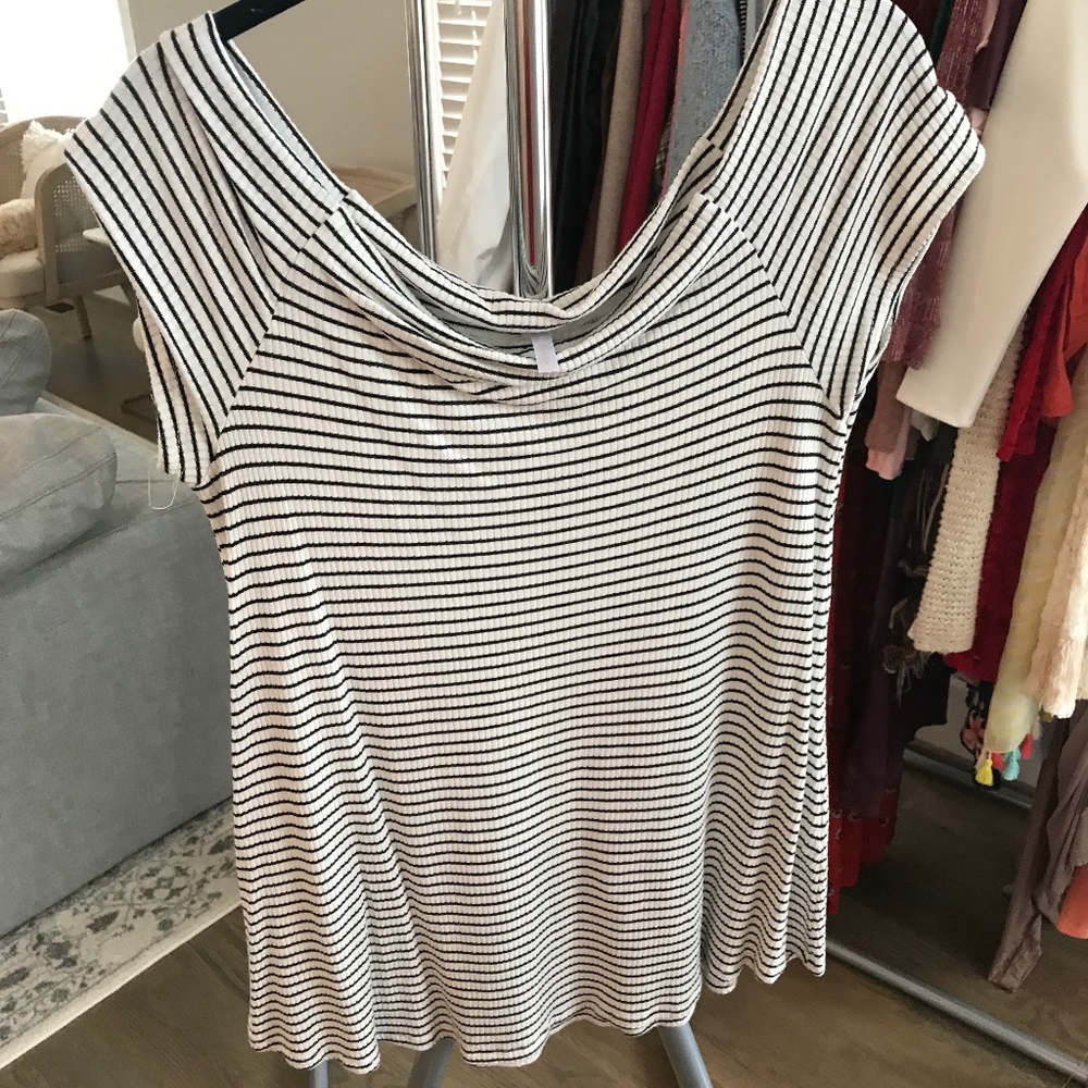Striped Flowy Off The ShoulderTop